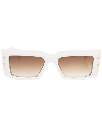 BALMAIN EYEWEAR Rectangle Frame Sunglasses - White