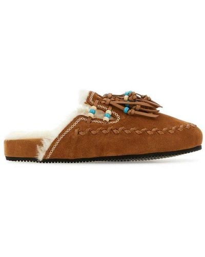 Alanui The Journey Fringed Slip-on Mules - Brown