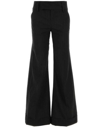 MM6 by Maison Martin Margiela High-waisted Stripe Detailed Trousers - Black