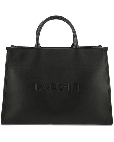 Lanvin Logo Embossed Top Handle Bag - Black