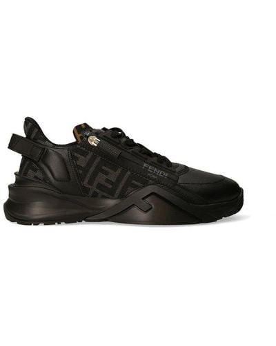 Fendi Flow Vitello Leather & Logo Jacquard Sneakers - Black