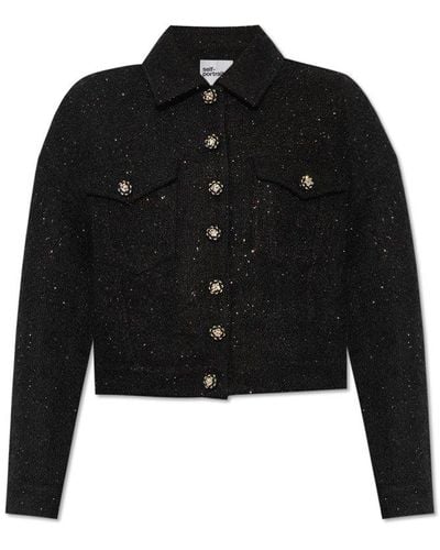 Self-Portrait Jacket With Lurex Threads, - Black