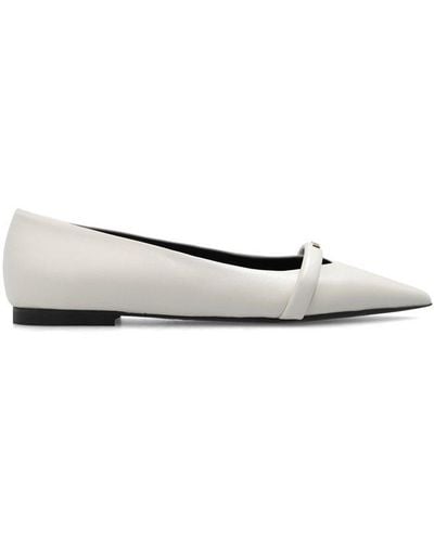 Furla Logo Plaque Pointed Toe Flat Shoes - White