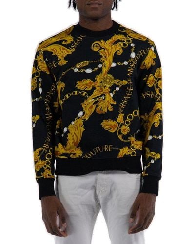 Versace Baroque-pattern Printed Crewneck Sweatshirt - Black