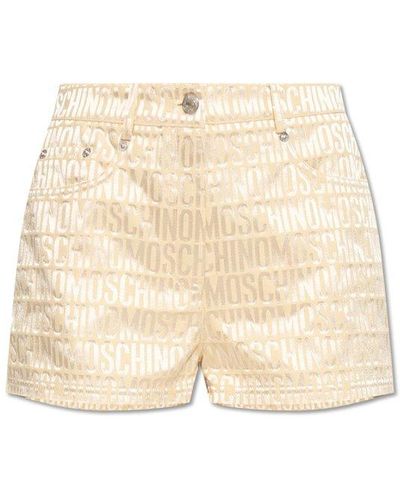 Moschino Shorts With Monogram - Natural