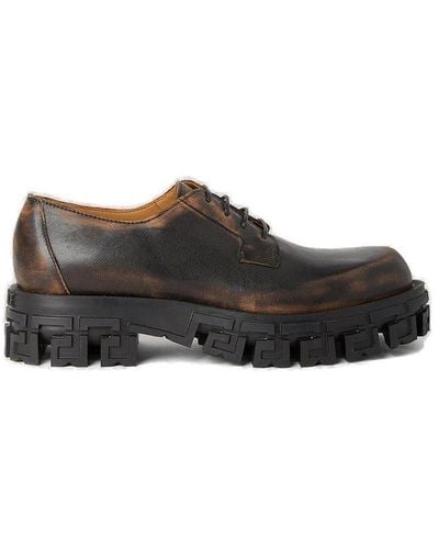 Versace Greca Portico Lace-up Derby Shoes - Brown
