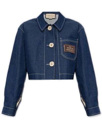 Gucci Cropped Denim Jacket - Blue