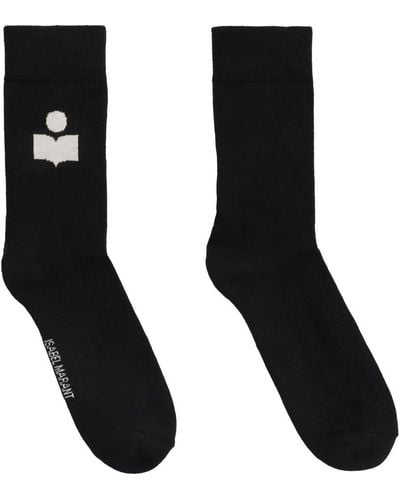 Isabel Marant Siloki Logo Cotton Blend Socks - Black