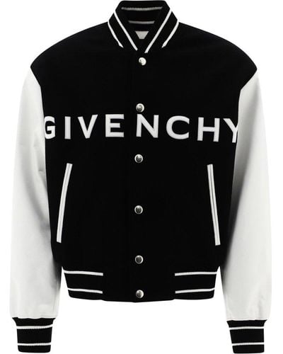 Givenchy Wool & Leather Big Varsity Jacket - Black