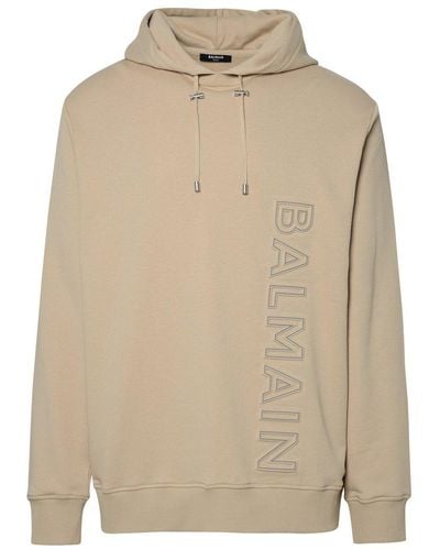 Balmain Beige Cotton Sweatshirt - Natural