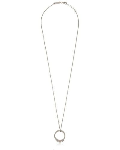 Maison Margiela 11 Ring Rolo Chained Pendant Necklace - White