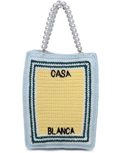 Casablanca Logo-embroidered Crochet Top Handle Bag - White