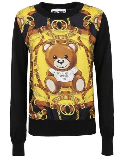Moschino Teddy Printed Knitted Sweater - Black