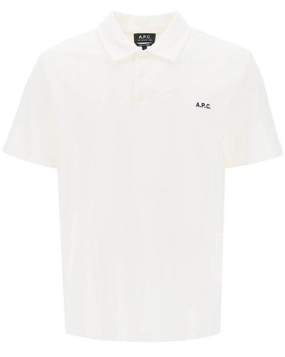 A.P.C. Logo Embroidered Short-sleeved Polo Shirt - White
