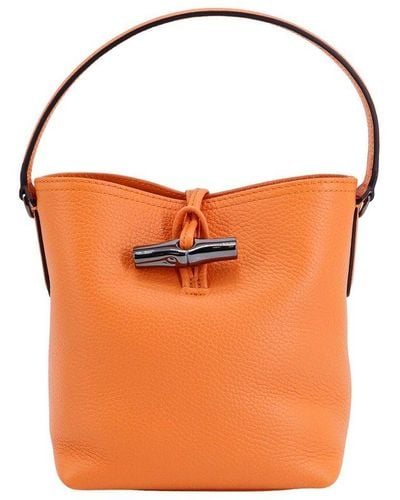 Longchamp Roseau Top Handle Bucket Tote Bag - Orange