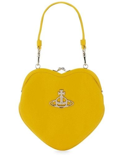 Vivienne Westwood Orb Logo Plaque Heart-shape Clutch Bag - Yellow