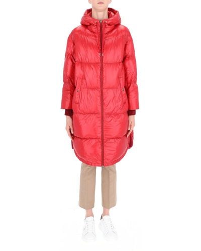 Herno Quilted Hooded Drawstring Down Coat - Red