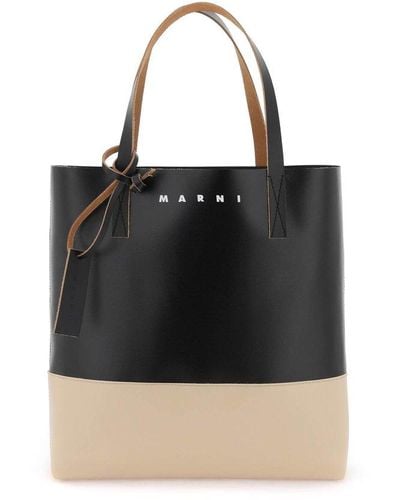 Marni Two-tone Leather Tote Bag - Black
