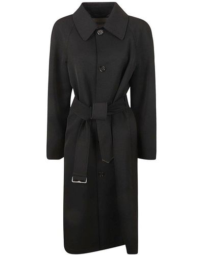Burberry Single-breasted Belted Waist Coat - Black