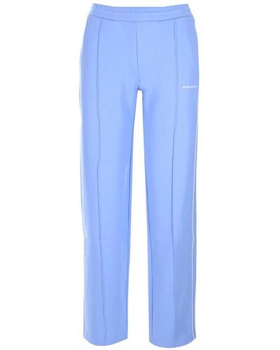 Sporty & Rich Logo Embroidered Stripe Detailed Trousers - Blue