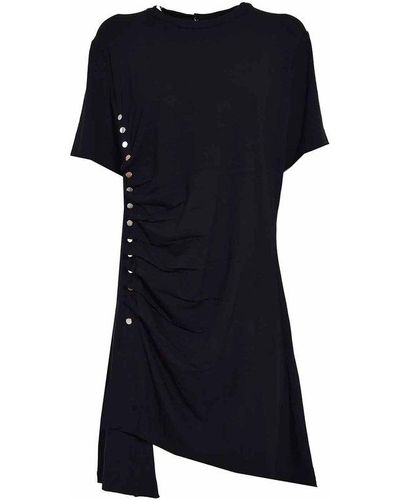 Rabanne Stud-embellished Ruched Asymmetric Mini Dress - Black