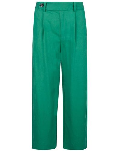 Proenza Schouler Drapey Suiting Wide Leg Trousers - Green
