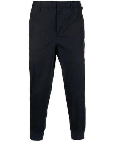 Neil Barrett Button Detailed Fitted-ankle Trousers - Blue