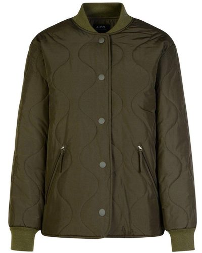 A.P.C. 'Camila' Military Khaki Polyester Jacket - Green