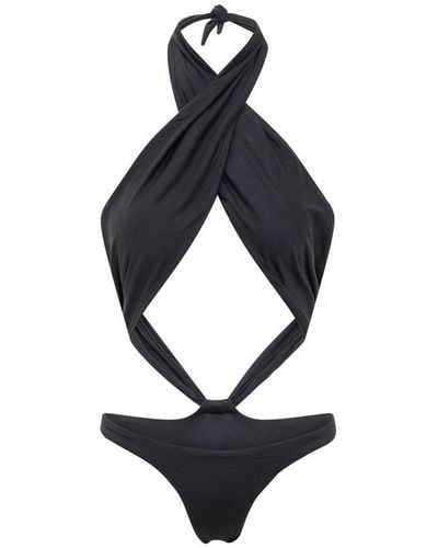 Reina Olga Showpony Cut-out Halterneck Swimsuit - Black
