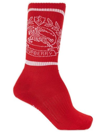 Burberry Socks With Logo - Red