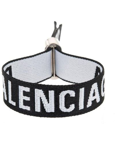 Balenciaga Party Logo Jacquard Bracelet - Black