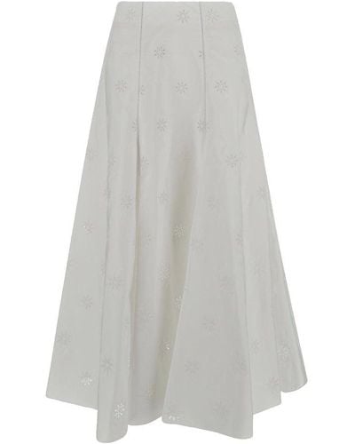 Chloé Flared Midi Skirt - White