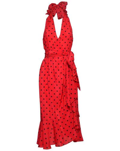 Moschino Polka-dot Ruffle Detailed Dress - Red