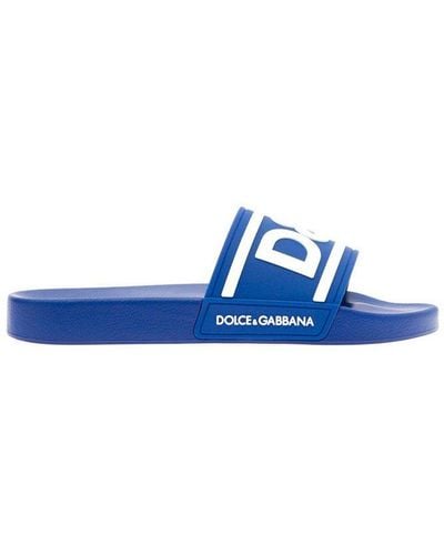 Dolce & Gabbana Logo Embossed Sandals - Blue