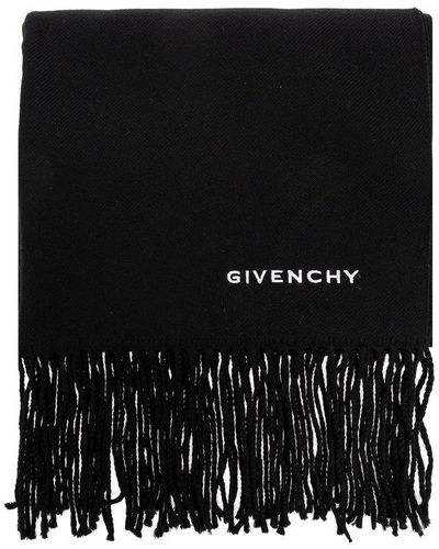 Givenchy Wool Scarf With Logo - Black