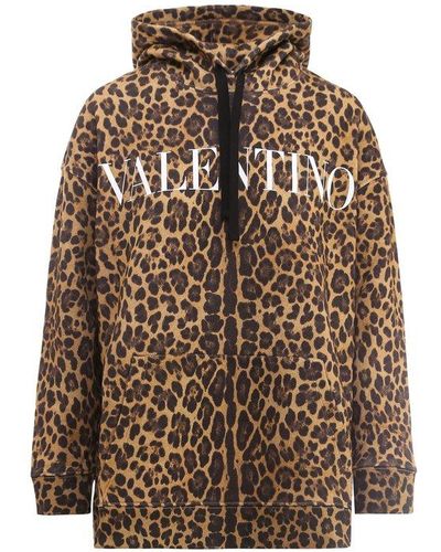 Valentino Leopard Printed Sweatshirt - Brown