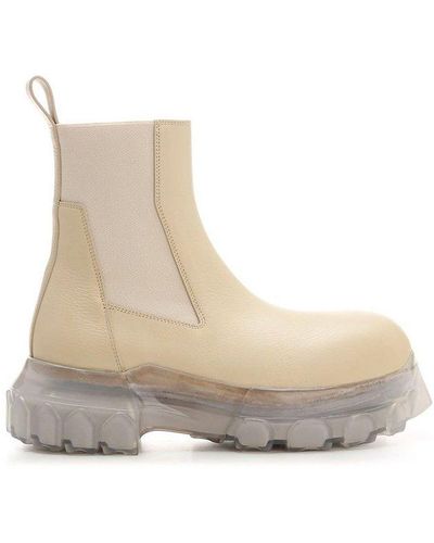 Rick Owens Bozo Round Toe Tractor Boots - Natural