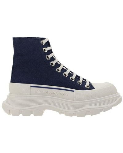 Alexander McQueen Tread Slick Lace-up Sneaker Boots - Blue