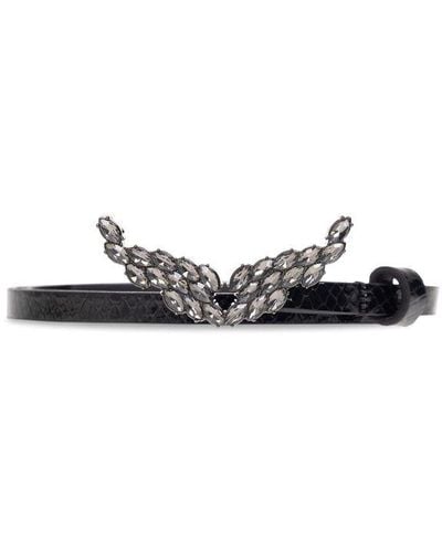Zadig & Voltaire Logo Buckled Embellished Belt - Black