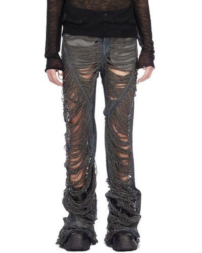 Rick Owens Distressed Denim Jeans - Black
