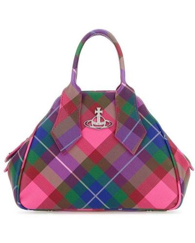 Vivienne Westwood Yasmine Orb-plaque Checked Small Tote Bag - Pink