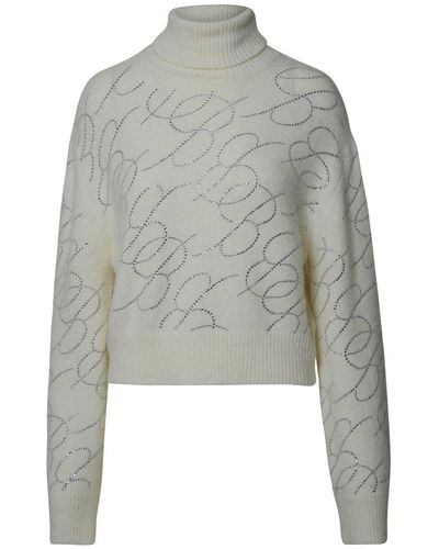 Blumarine Embellished Roll-neck Knitted Jumper - Grey