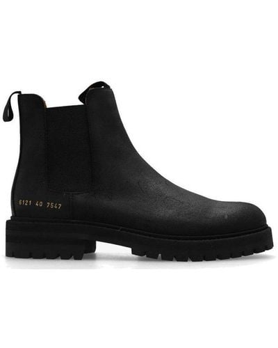 Common Projects Chelsea Round Toe Ankle Boots - Black