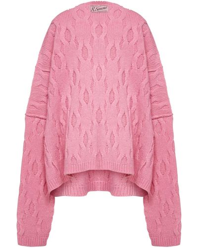Raf Simons Oversized Cable-knit Mohair Sweater - Pink