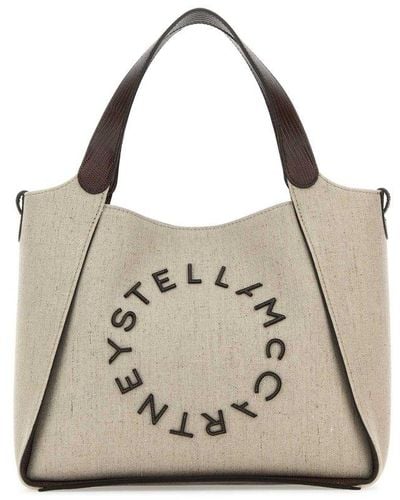 Stella McCartney Logo-appliqué Top Handle Bag - Natural