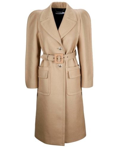 Givenchy Camel Belted Wool-blend Coat - Natural