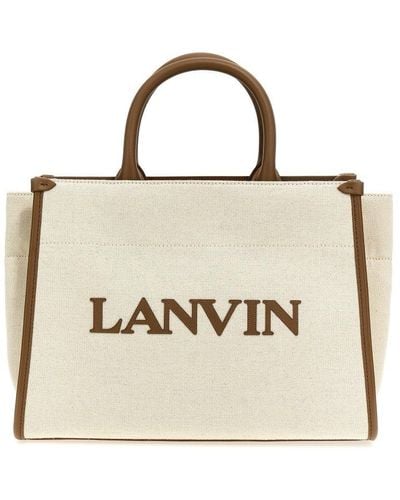 Lanvin Logo Logo Patch Shopping Bag - Natural
