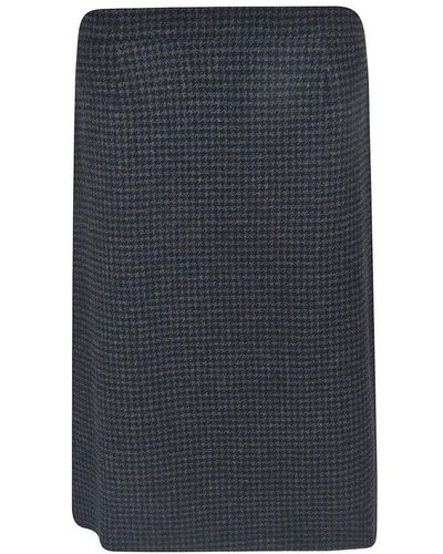 Etro All-over Chequered Midi Skirt - Blue
