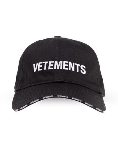 Vetements Baseball Cap With Logo, - Black