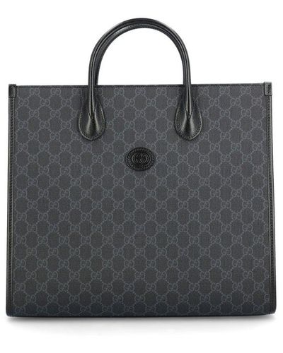 Gucci GG Supreme Leather Tote Bag - Black